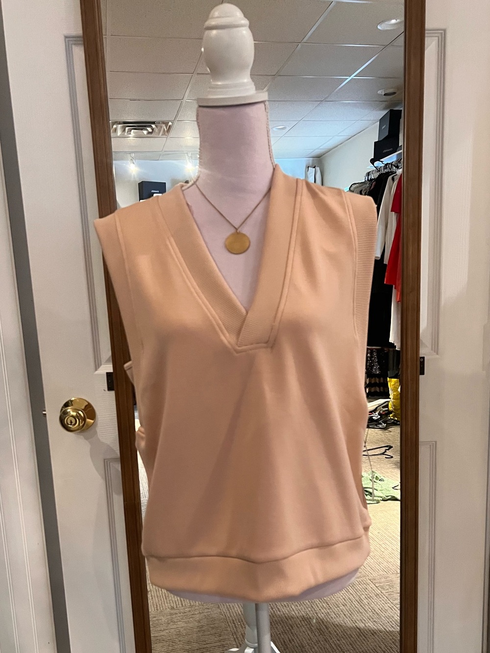 Sleeveless V-Neck Knit Top in Blush